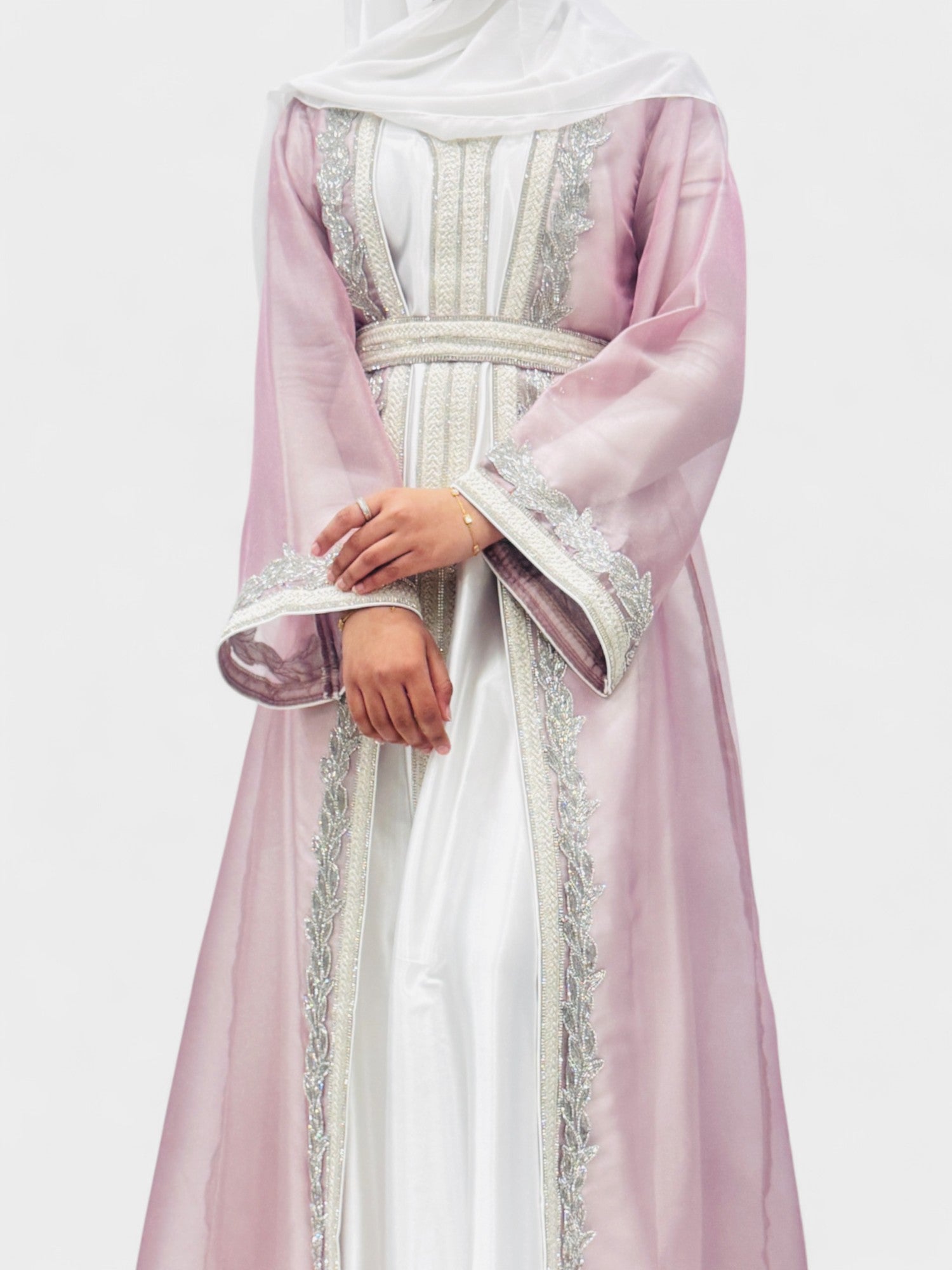 Amira Silver Moroccan Kaftan Set