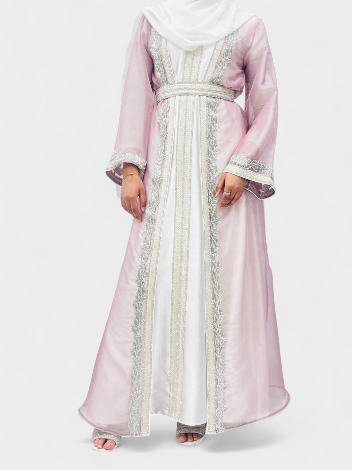 Amira Silver Moroccan Kaftan Set