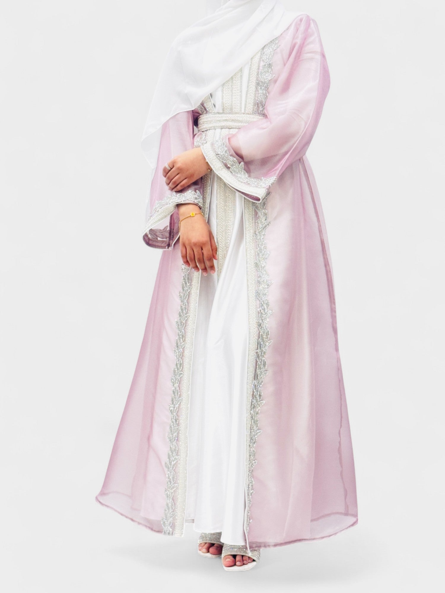 Amira Silver Moroccan Kaftan Set