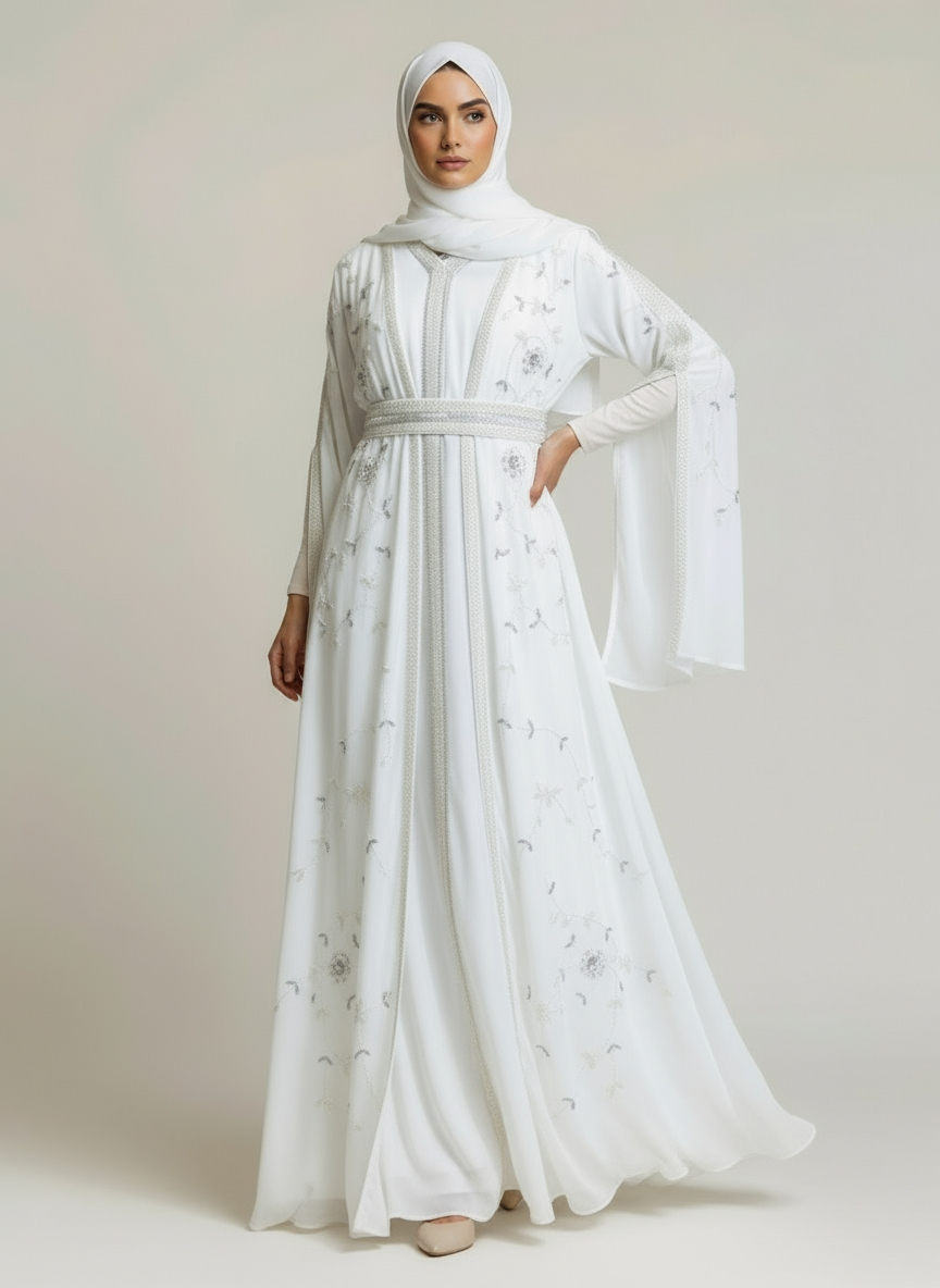 Ivory Pearl Moroccan Kaftan